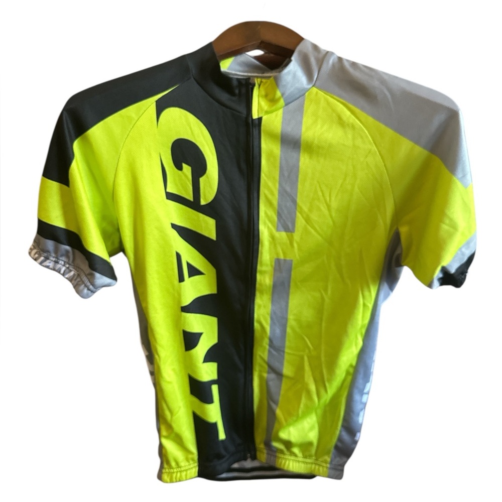 Giant Neon Yellow Cycling Jersey Great for Visibility Mens Size Medium Cycle Top